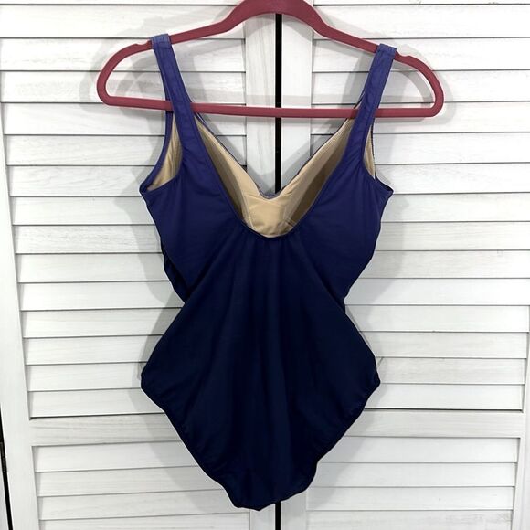 Lands End Slendersuit Swimsuit Size 6 One Piece Blue Ombre - Picture 5 of 12